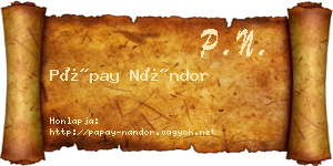 Pápay Nándor névjegykártya